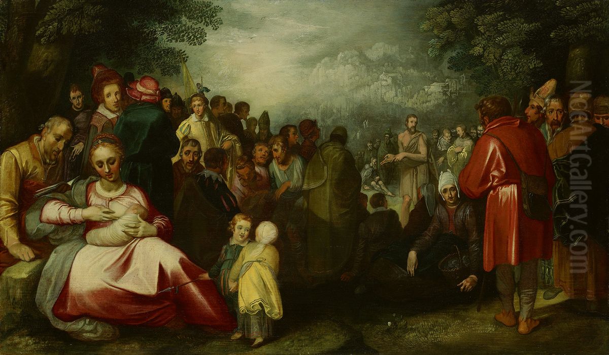De prediking van Johannes de Doper Oil Painting by Gerrit Pietersz Sweelink