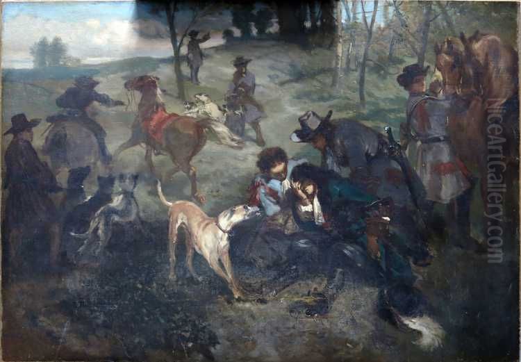 De Dood van Generaal Aylva, 1692 Oil Painting by Charles Rochussen