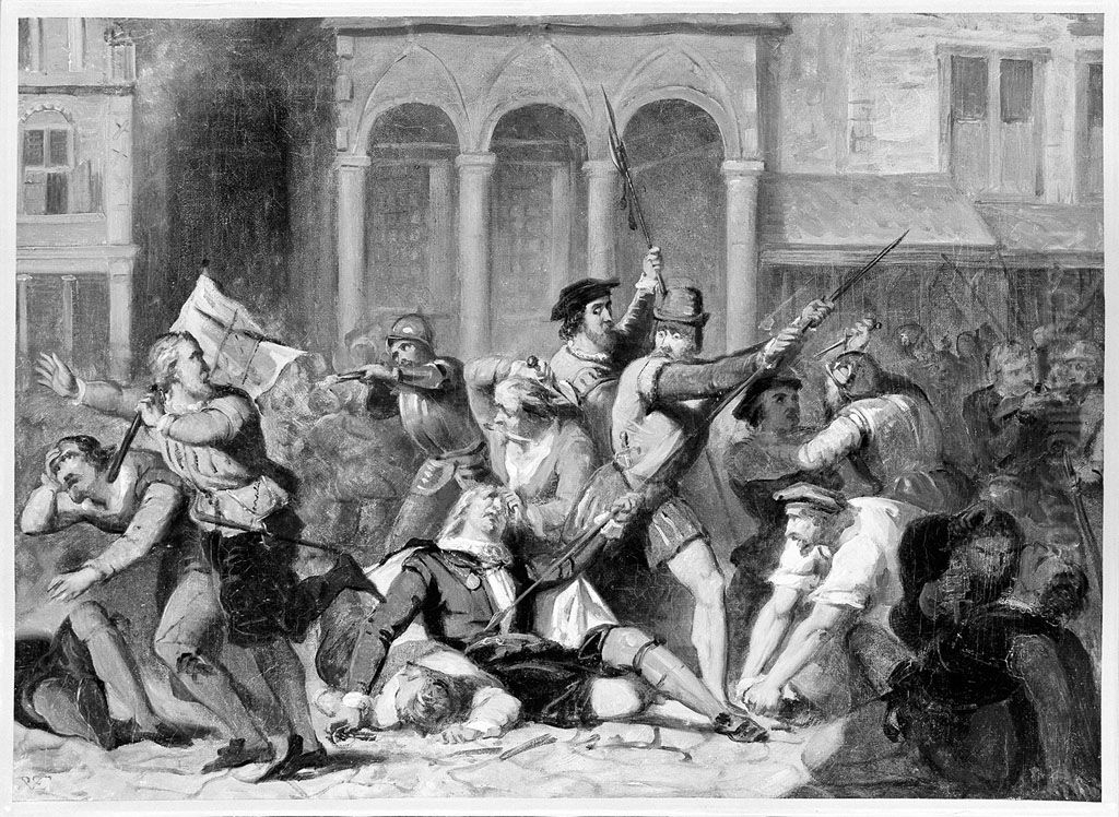 Anno 1535. De aanslag der wederdopers op Amsterdam Oil Painting by Paul Tetar van Elven