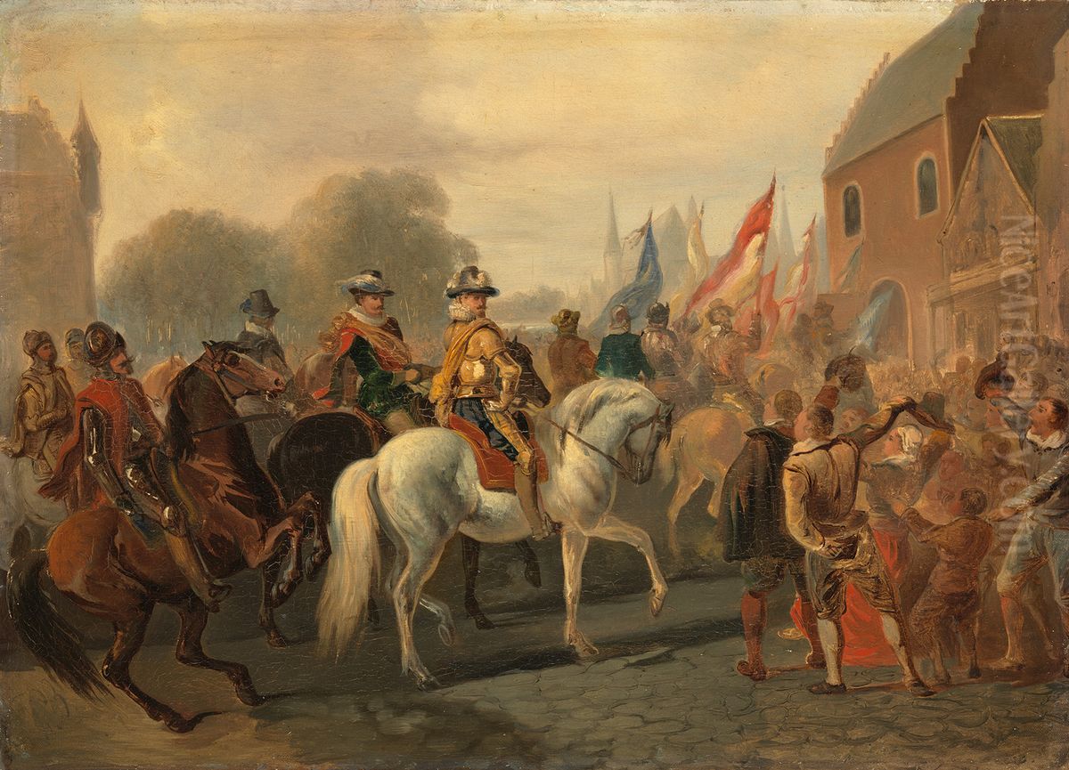 Anno 1591. De zegevierende terugkeer van Maurits in Den Haag Oil Painting by Karel Frederik Bombled
