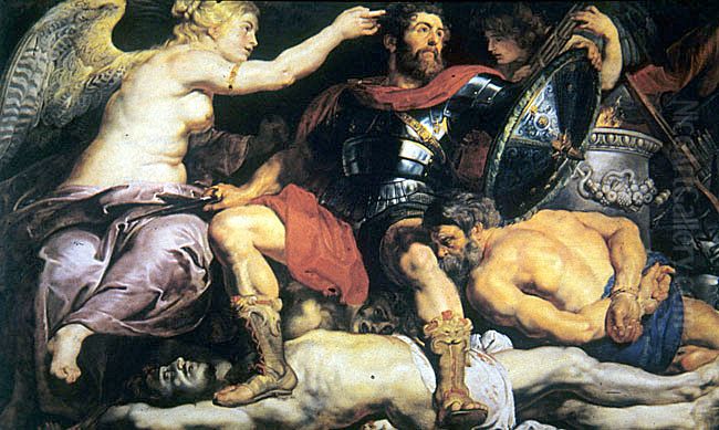 The Crowning of the Virtuous Hero Oil Painting by (studio of) Rubens, Peter Paul