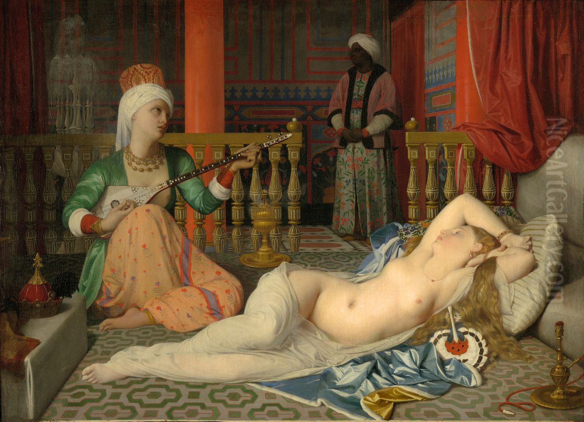 Odalisque with Slave Oil Painting by Jean Auguste Dominique Ingres
