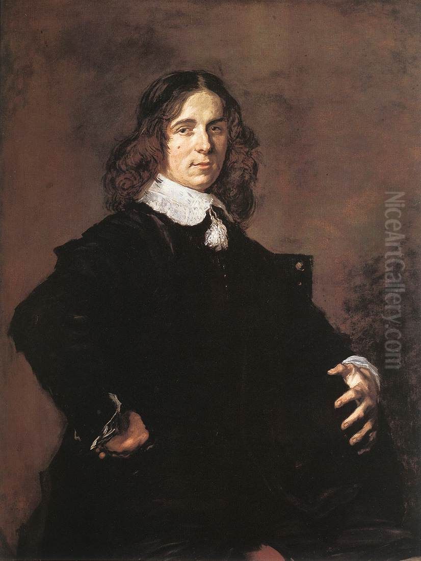 Portrait of a Seated Man Holding a Hat Oil Painting by Frans Hals