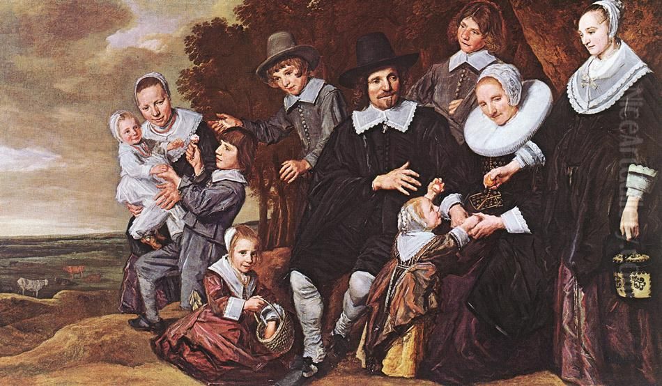A Family Group in a Landscape Oil Painting by Frans Hals
