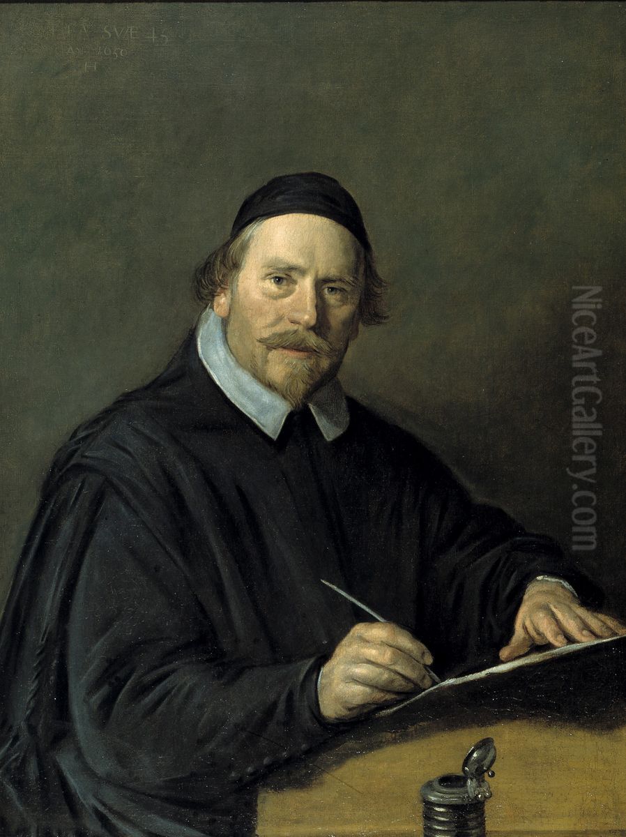 Nicolaas Stenius, or Nicolaas van der Steen, Catholic pastor of Akersloot in 1650 Oil Painting by Frans Hals