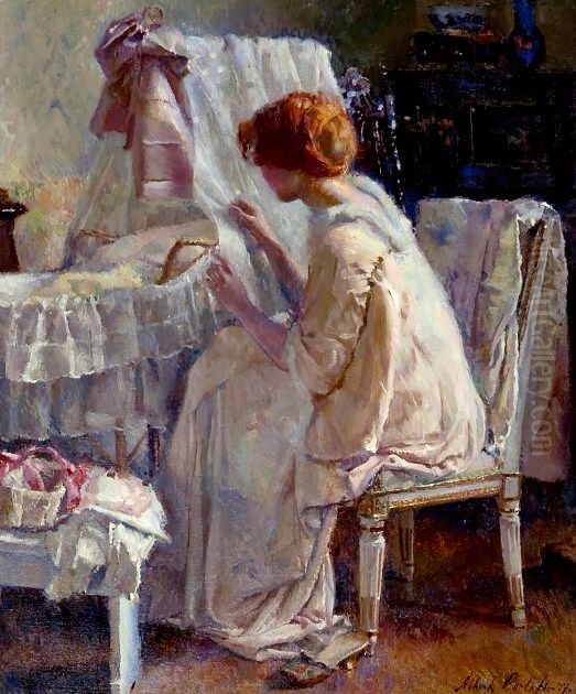 't Kindje slaapt Oil Painting by Albert Roelofs