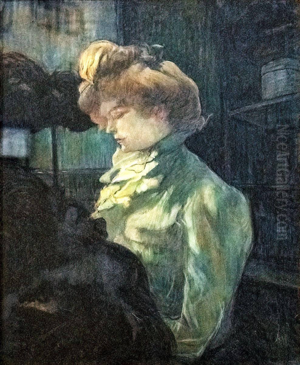 The milliner, Miss Louise Blouet known as d'EnguinFrancais:La modiste, Melle Louise Blouet dite d'EnguinItaliano:La modista, Miss Louise Blouet detta d'Enguin Oil Painting by Henri De Toulouse-Lautrec