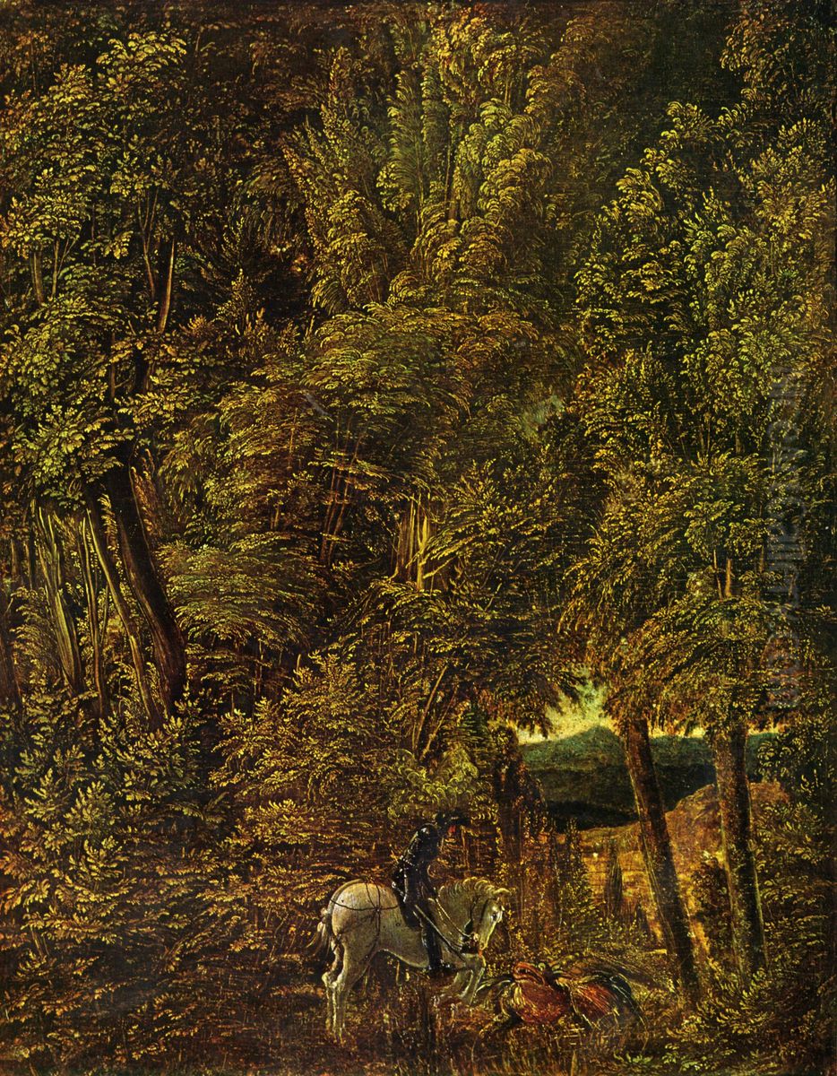 Countryside of wood with Saint George fighting the dragon Oil Painting by Albrecht Altdorfer