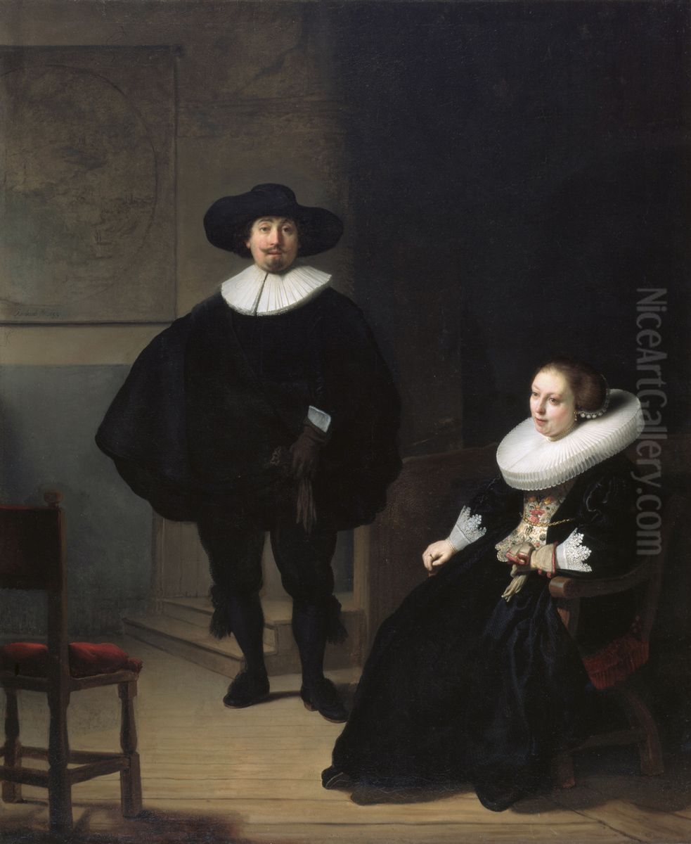 A Lady and Gentleman in Black Oil Painting by Rembrandt