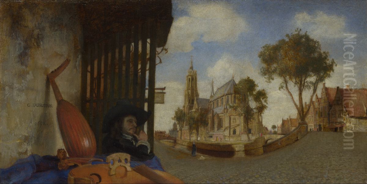 A View of Delft Oil Painting by Carel Fabritius