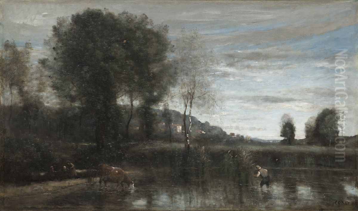 Pond at Ville-d'Avray Oil Painting by Jean-Baptiste Camille Corot