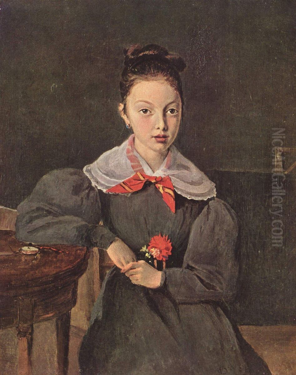 Portrait of Octavie Sennegon, the artist's niece (later Madame Chamouillet) Oil Painting by Jean-Baptiste Camille Corot