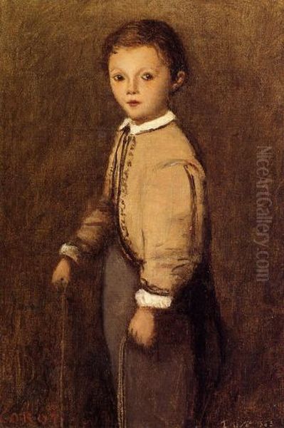 Portrait of Fernand Corot Oil Painting by Jean-Baptiste Camille Corot