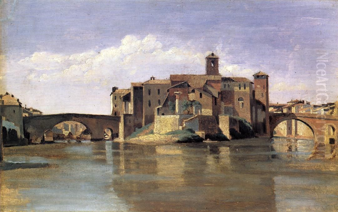 Ile de San Bartolomeo Oil Painting by Jean-Baptiste Camille Corot