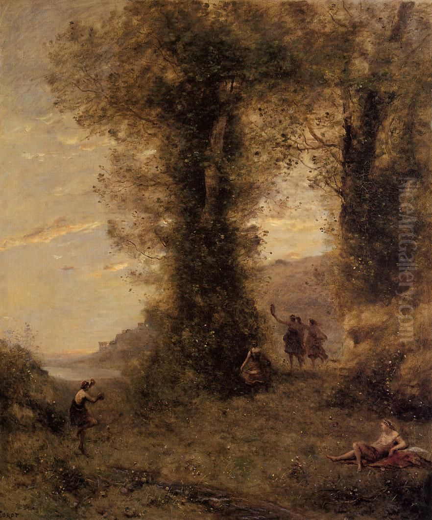 Pastorale - Souvenir of Italy Oil Painting by Jean-Baptiste Camille Corot