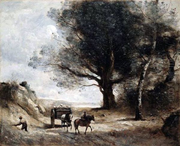 Les Tailleurs de pierre Oil Painting by Jean-Baptiste Camille Corot