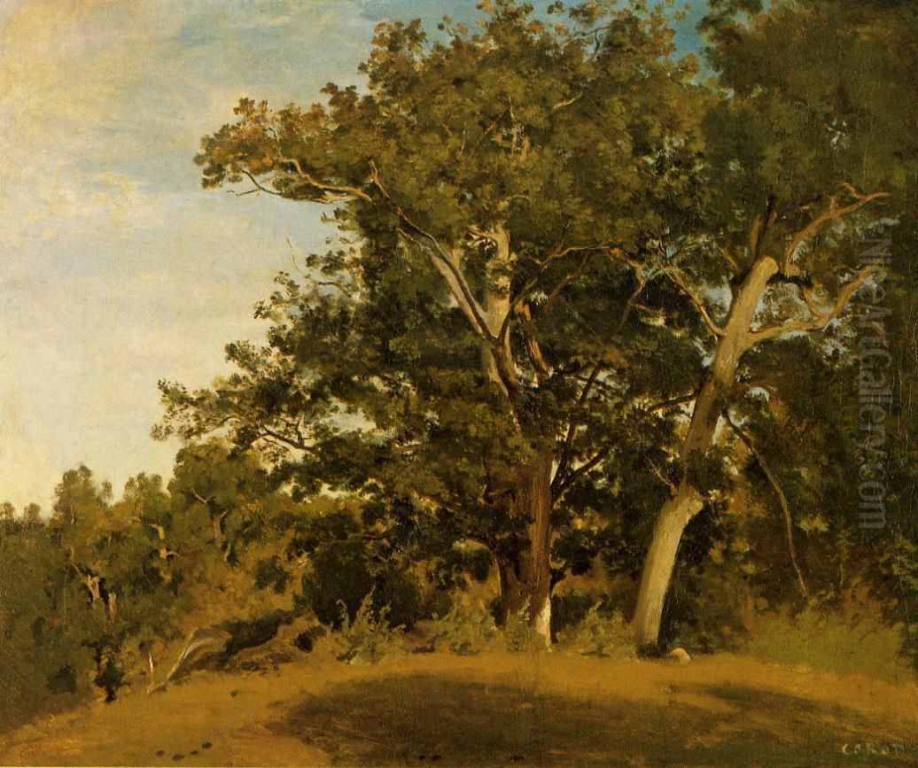 Fontainebleau - Aux gorges d'Apremont Oil Painting by Jean-Baptiste Camille Corot