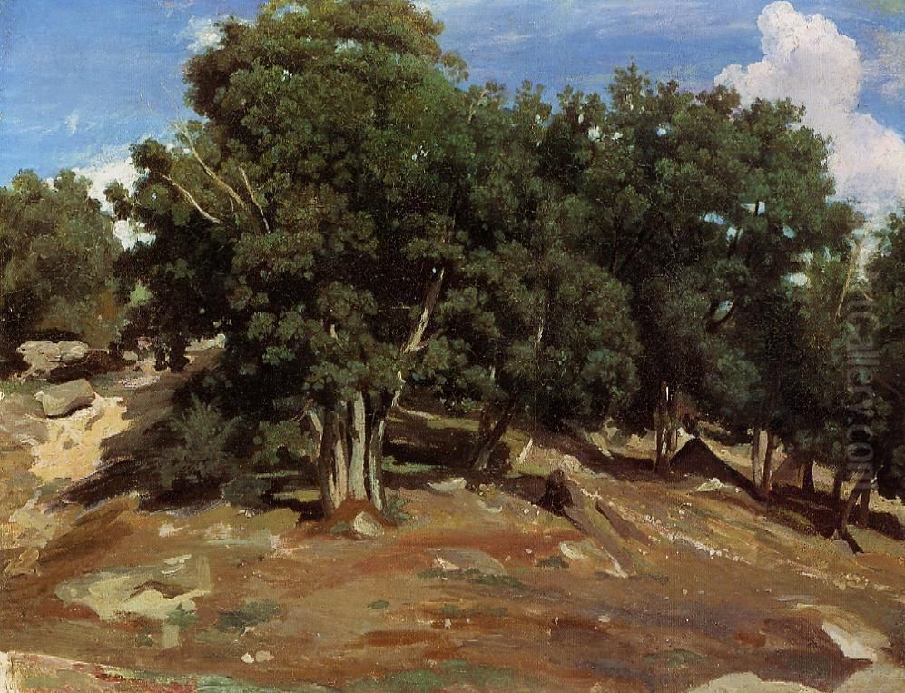 Fontainebleau. - Chenes noirs du Bas-Breau. Oil Painting by Jean-Baptiste Camille Corot