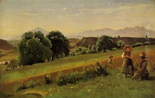 Mornex (Haute-Savoie) Oil Painting by Jean-Baptiste Camille Corot