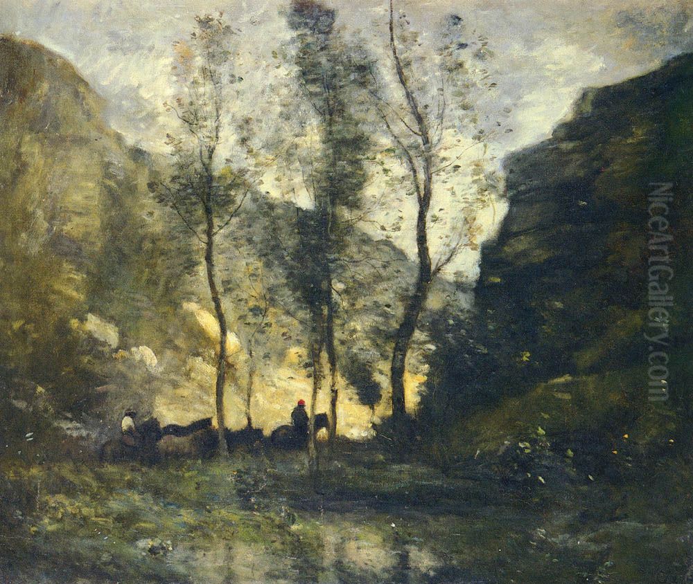 Les contrebandiers Oil Painting by Jean-Baptiste Camille Corot