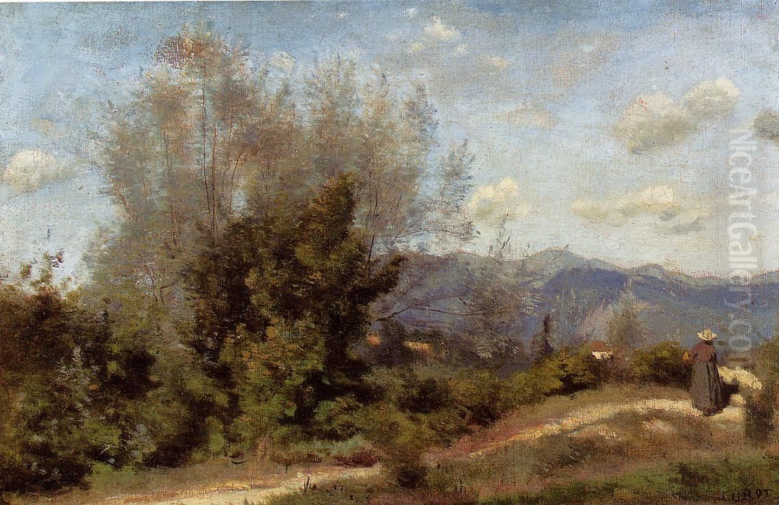 Dans les environs de Geneve Oil Painting by Jean-Baptiste Camille Corot