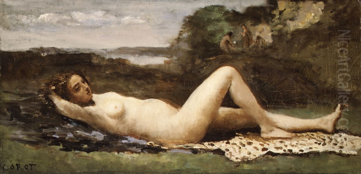 Bacchante in a Landscape Oil Painting by Jean-Baptiste Camille Corot