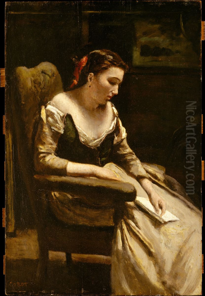 The Letter Oil Painting by Jean-Baptiste Camille Corot