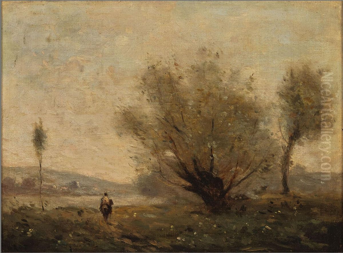 Landschap bij Ville d'Avray Oil Painting by Jean-Baptiste Camille Corot