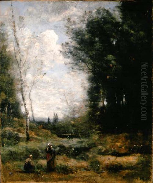Le vallon Oil Painting by Jean-Baptiste Camille Corot