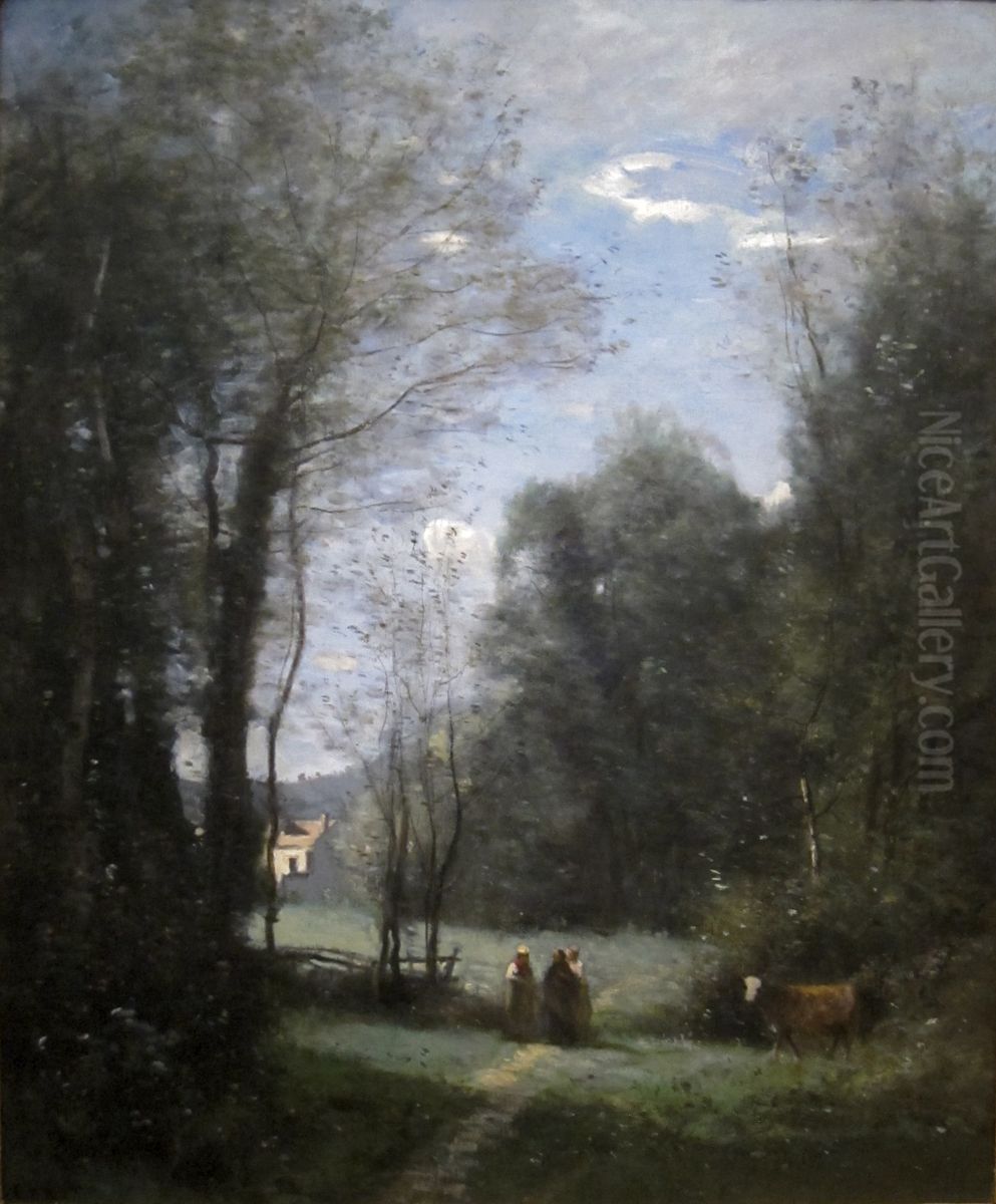 The Maison Blanche de Sevres Oil Painting by Jean-Baptiste Camille Corot