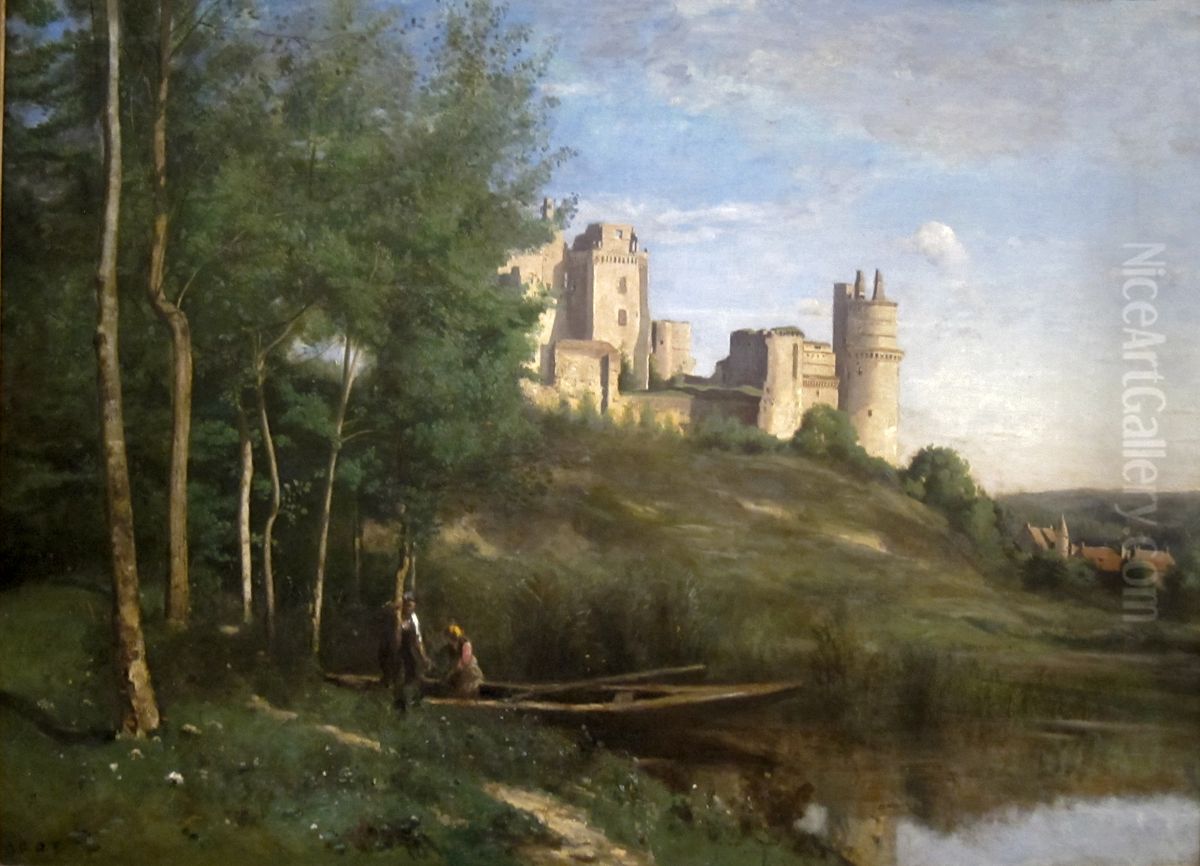 Ruins Of The Chateau Of Pierrefonds Oil Painting by Jean-Baptiste Camille Corot