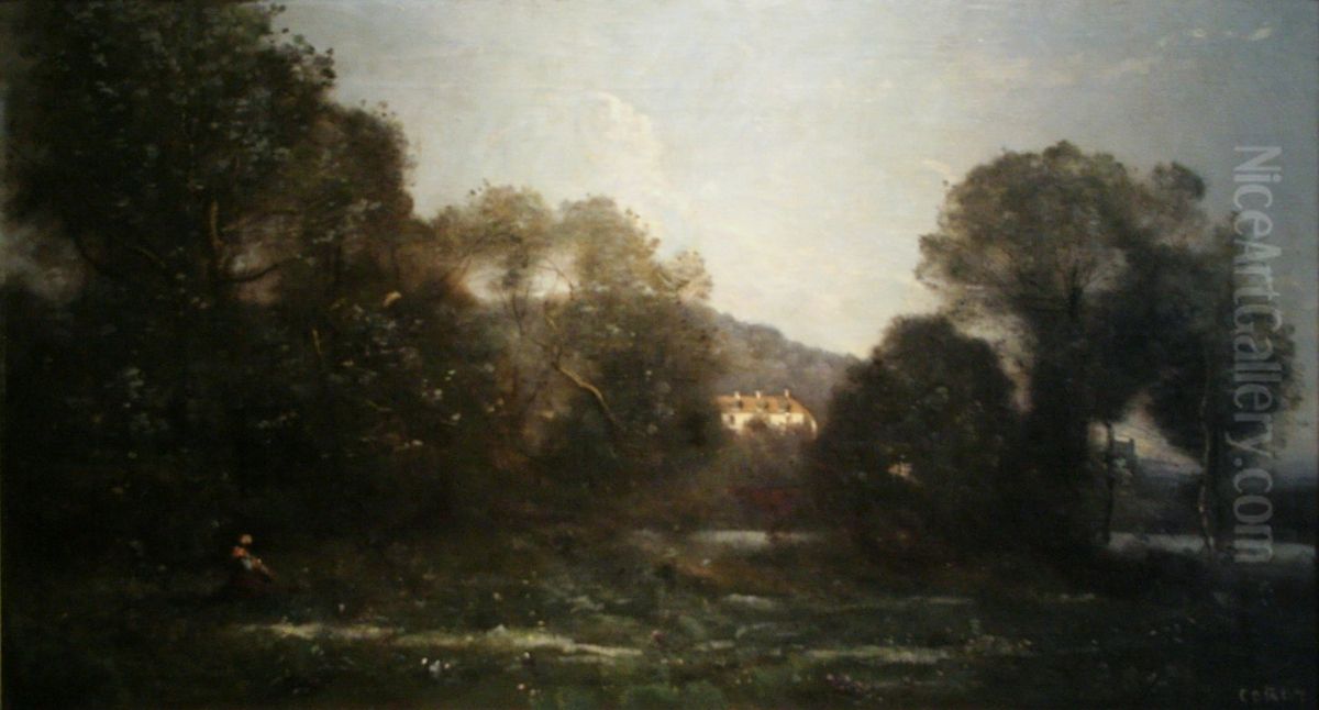 The Pond of Ville d'Avray Oil Painting by Jean-Baptiste Camille Corot