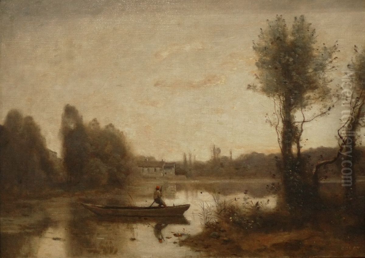 L'etang de Ville d'Avray Oil Painting by Jean-Baptiste Camille Corot