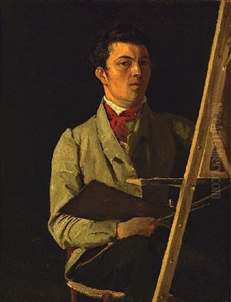 Corot at his easel Oil Painting by Jean-Baptiste Camille Corot