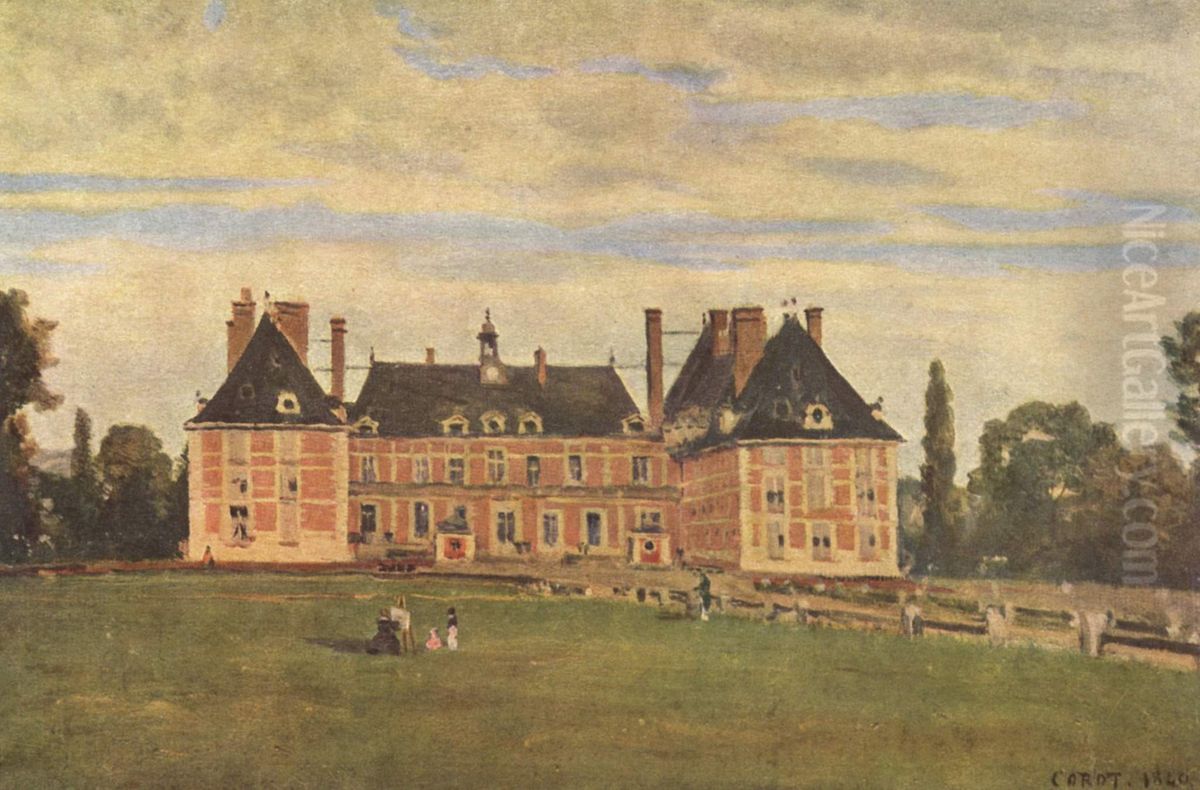 Rosny (Yvelines). Le chateau de la duchesse de Berry Oil Painting by Jean-Baptiste Camille Corot