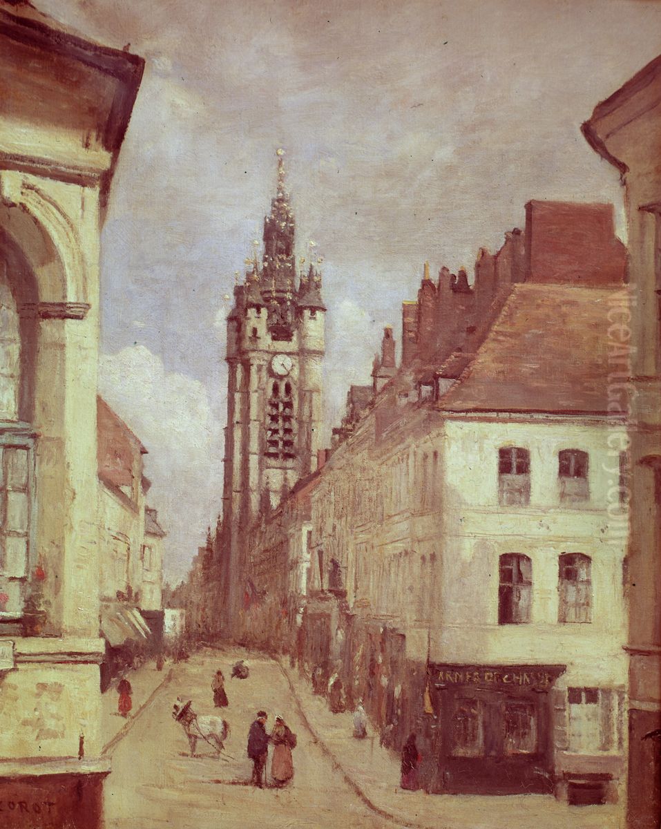 Le beffroi de Douai Oil Painting by Jean-Baptiste Camille Corot