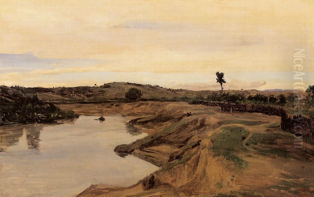 La Promenade de Poussin, campagne de Rome Oil Painting by Jean-Baptiste Camille Corot