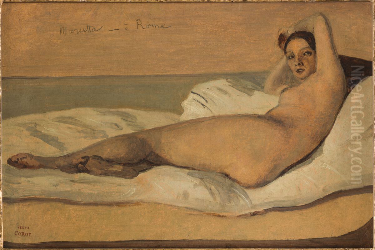 Marietta Oil Painting by Jean-Baptiste Camille Corot