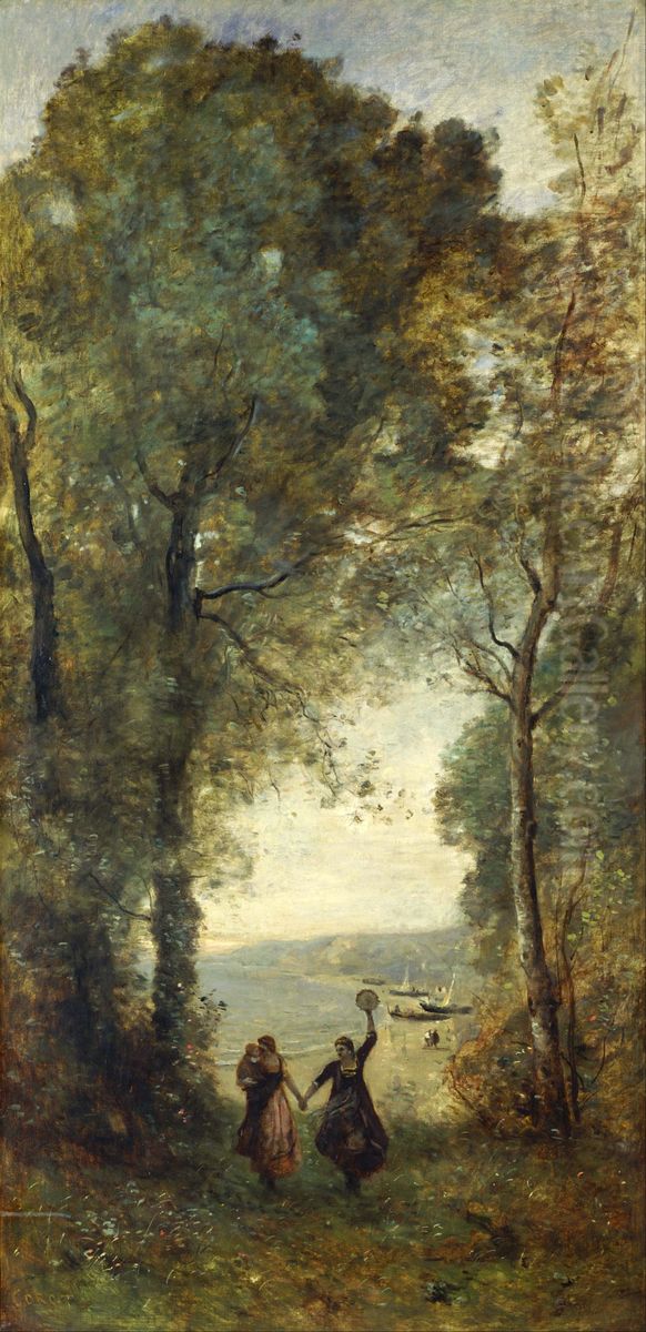 Reminiscence of the Beach of Naples Oil Painting by Jean-Baptiste Camille Corot