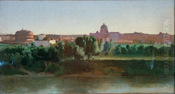 View of the Castle of Sant' Angelo Oil Painting by Jean-Baptiste Camille Corot