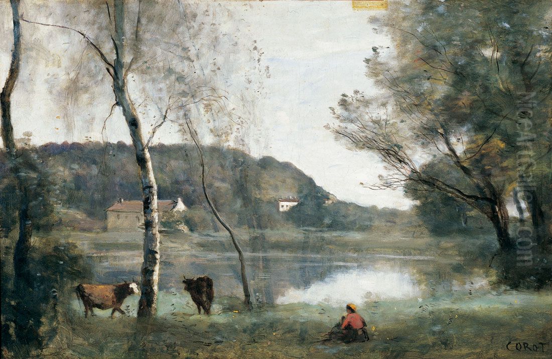 L'Etang de ville d'Avray Oil Painting by Jean-Baptiste Camille Corot