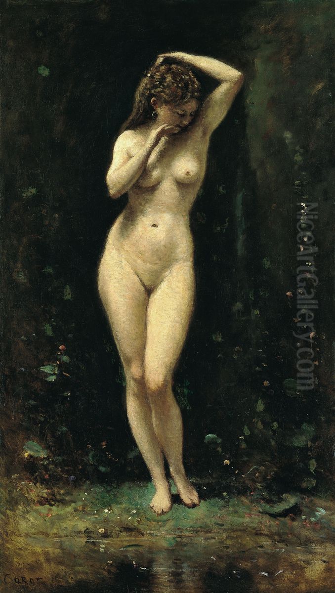 Le Bain de Diane (La Fontaine) Oil Painting by Jean-Baptiste Camille Corot
