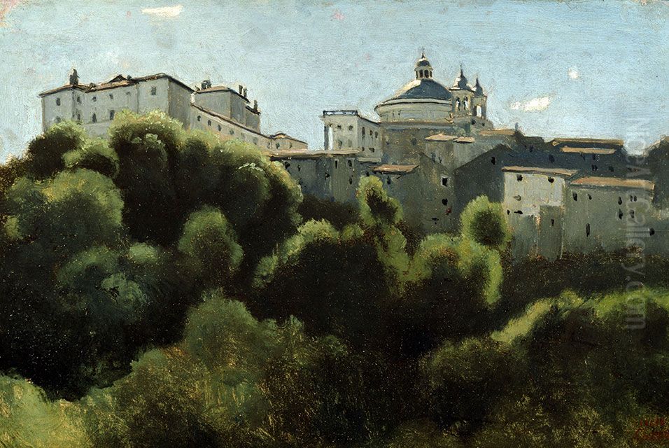 Chigi Palace, Ariccia Oil Painting by Jean-Baptiste Camille Corot