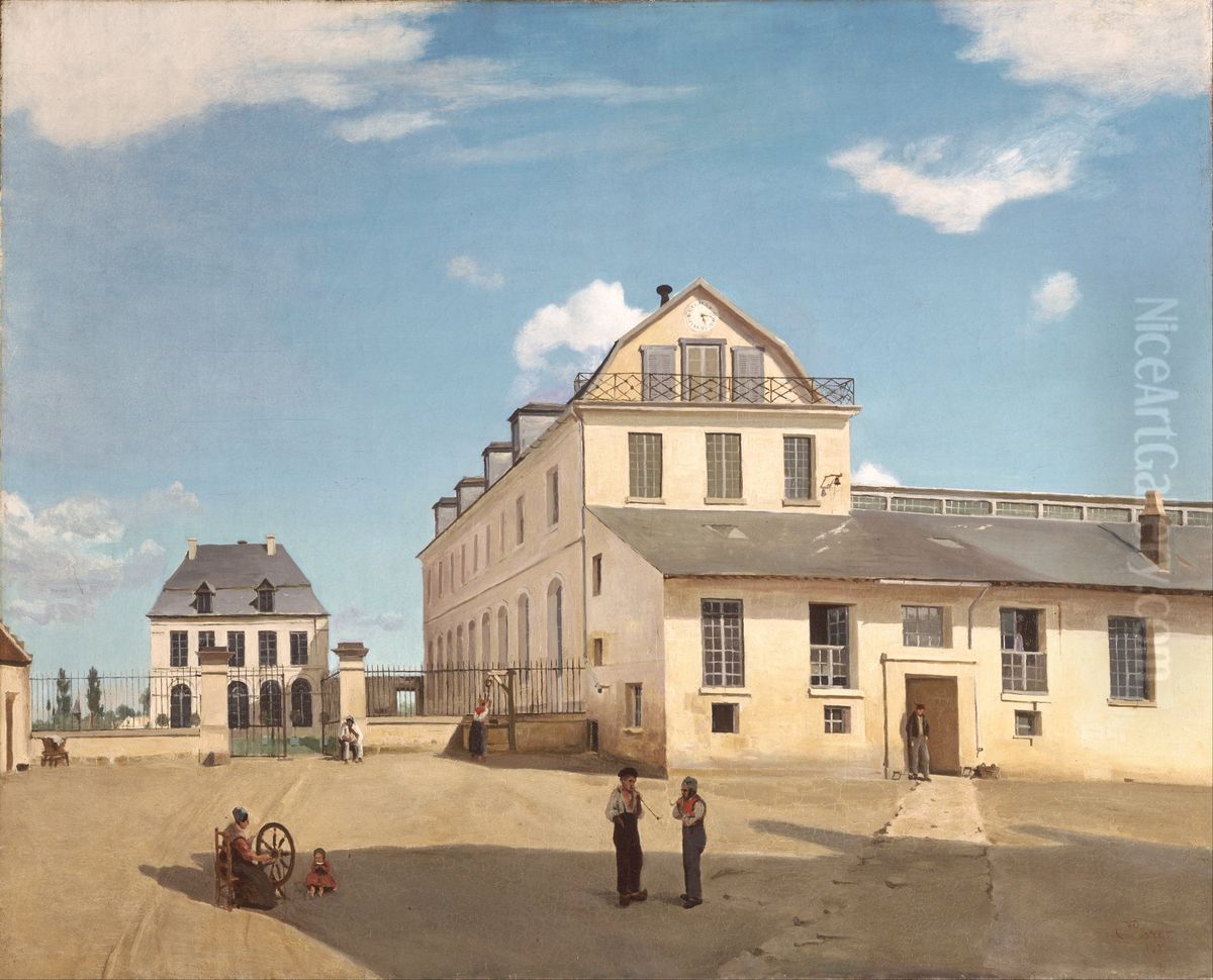 Soissons - Maison d'habitation et fabrique de M. Henry Oil Painting by Jean-Baptiste Camille Corot