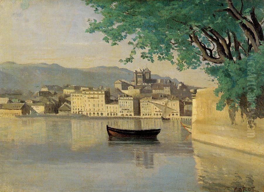 Geneva, View of Part of the City Oil Painting by Jean-Baptiste Camille Corot