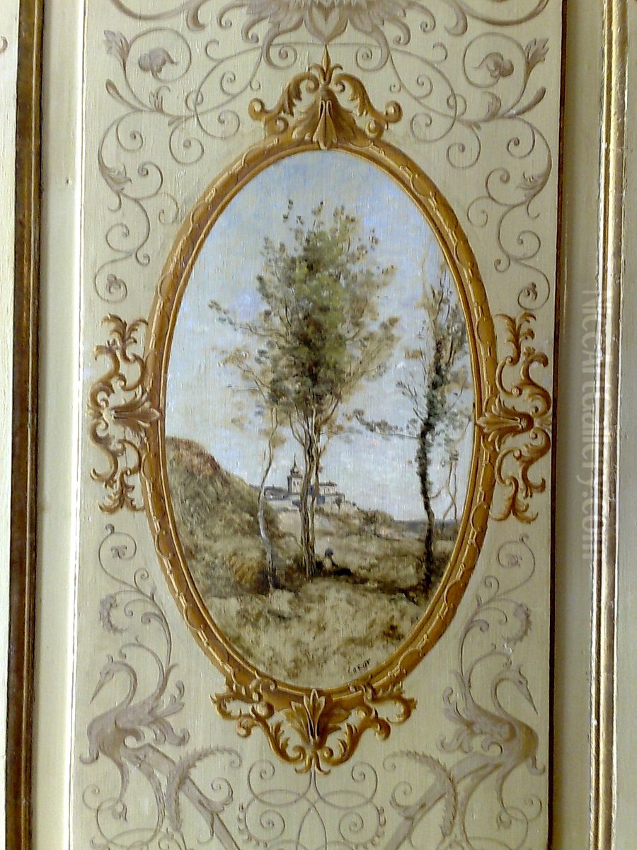 Medallion Oil Painting by Jean-Baptiste Camille Corot
