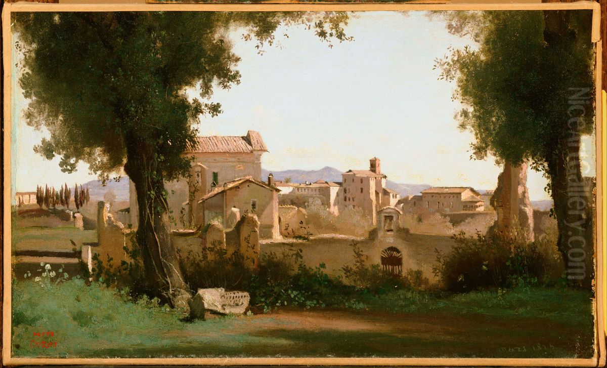 View from the Farnese Gardens, Rome Oil Painting by Jean-Baptiste Camille Corot