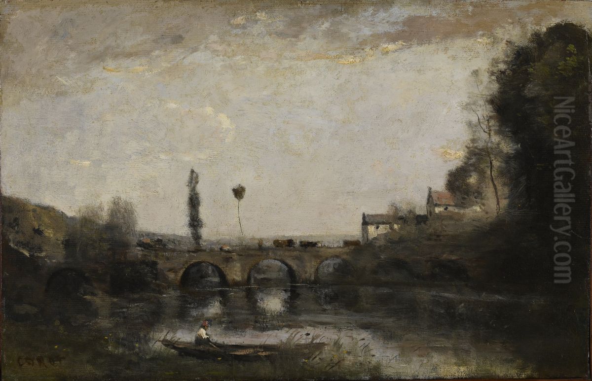 Paysage avec pont Oil Painting by Jean-Baptiste Camille Corot