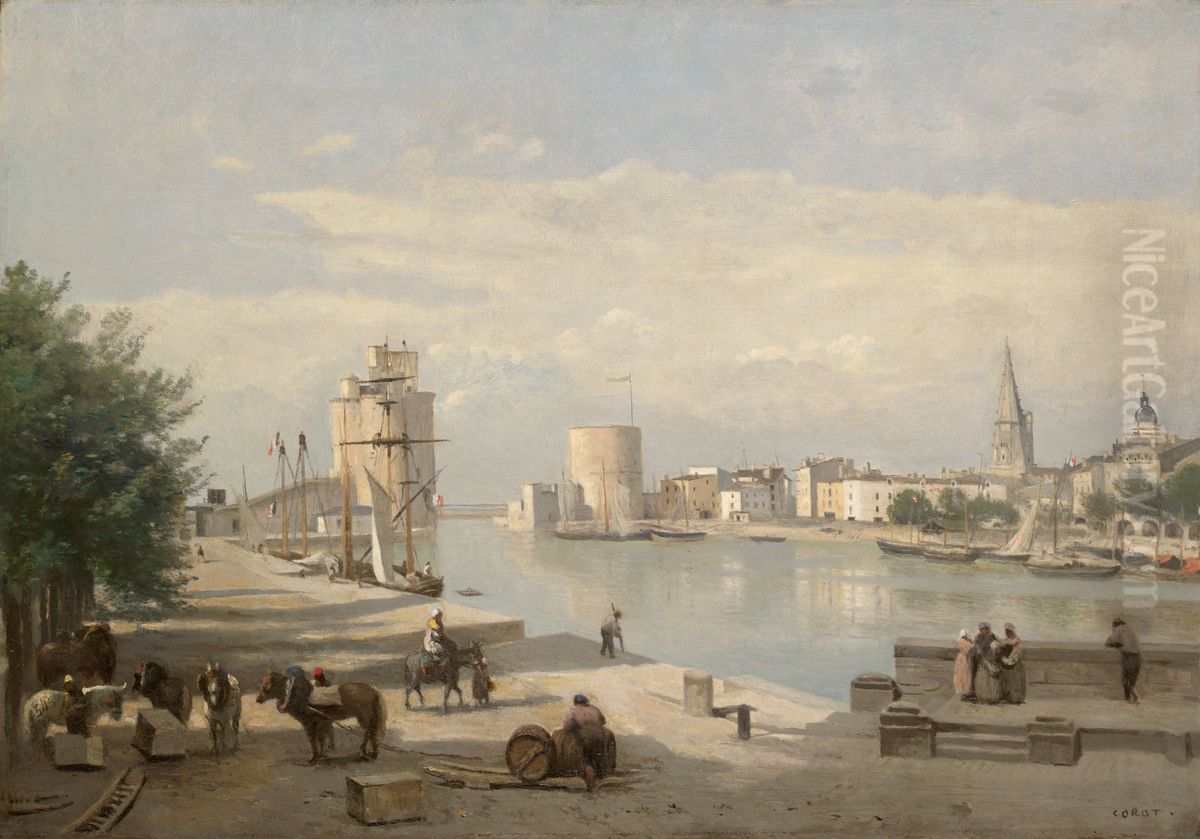 Le Port de La Rochelle Oil Painting by Jean-Baptiste Camille Corot