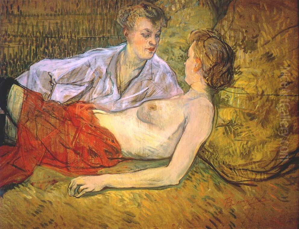 Les deux amies Oil Painting by Henri De Toulouse-Lautrec